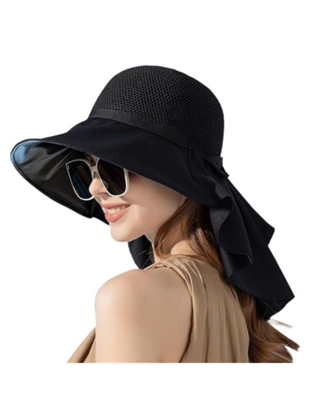 Women's UPF 50+ UV Sun Protection Wide Brim Foldable Bucket Cap with Neck Flap